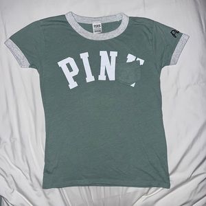 PINK womens t-shirt, mint green (size XS)